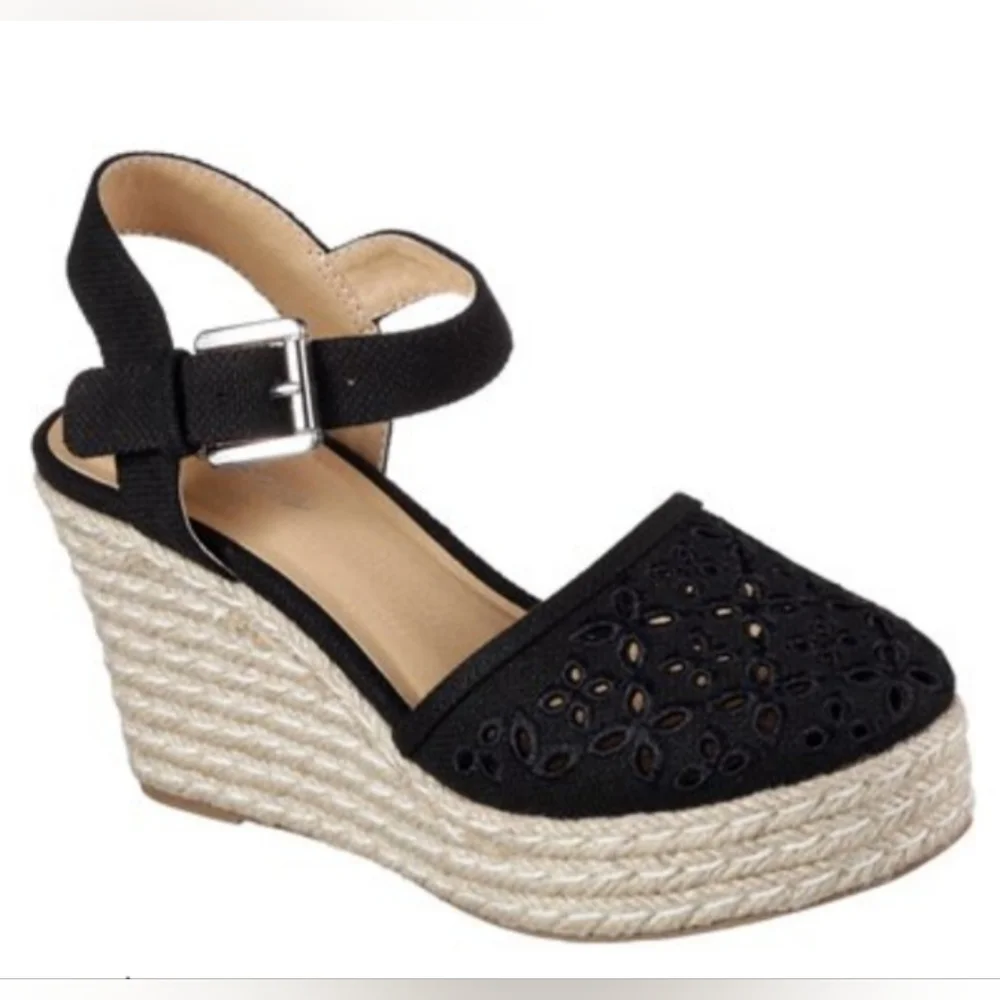 Skechers Eyelet Espadrille Wedges,  Women's size 9